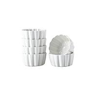 Ceramic Ramekins 6 oz (about 170.1g) Ramekins oven-safe crème brûlée,and Soufflé Bake safe,Dishwasher and microwave safe, cute-shaped,6 piece set,white