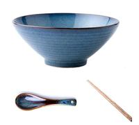 Ceramic Ramen Bowl,Japanese Ceramic Noodle Bowl Set Large 8 Inch Soup Bowl with Ramen Spoon and Chopsticks 1000ml