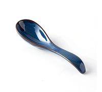 Ceramic Ramen Spoon,Chinese Asian Soup Spoon,Retro Porcelain Spoon Rice Spoons,Long Handle Mixing Spoons(B)