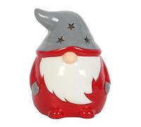 Ceramic Red and Grey Gonk Tealight Holder - Festive Christmas Decoration & Gift - Village Pottery Tea Light House - Rader Porcelain