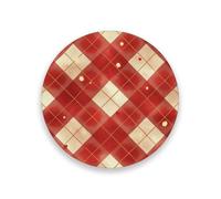 Ceramic Red and White Checkerboard Squares Round Black Coasters Set Non-Slip Decorative Fall Home Decor with Cork Backing