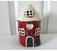 Ceramic Red House Tealight Candle Christmas Village Pottery