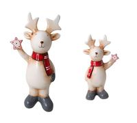Ceramic Reindeer Holding Star Hanging Christmas Decoration, 2 Sizes, 11cm and 18cm (Small 11cms)