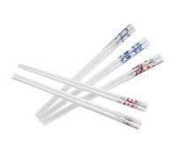 Ceramic Reusable Chopsticks Floral Porcelain Anti-Slip Tableware for Kitchen Restaurant 5Pairsporcelain
