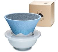 Ceramic Reusable Coffee Filter Dripper Paperless Sustinable Mt. Fuji Made in Japan (Blue)