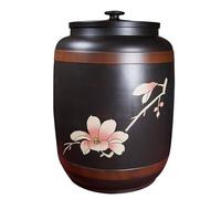 Ceramic Rice and Grain Storage Container with Lid, High-Temperature Fired Dispenser Jar, Hand-Carved Details, Portable Container for Beans and Wheat