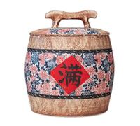 Ceramic Rice Container, Grain Dispenser, Rice Cylinder with Lid, Airtight Bulk Food Storage, Kitchen Pantry Organization for Soybeans, Corn, Flour, Oatmeal, Sugar(5KG)