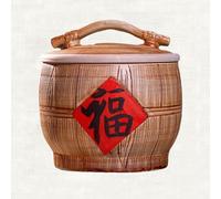 Ceramic Rice Container, Large Ceramic Jar for Rice, Ceramic Rice Bucket with Lid, Classic Food Storage Porcelain, Sealed Dispenser, for Rice(Brown 2,33 * 39cm/13 * 15.3in)