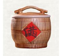 Ceramic Rice Container, Large Ceramic Jar for Rice, Ceramic Rice Bucket with Lid, Classic Food Storage Porcelain, Sealed Dispenser, for Rice(Brown 1,33 * 39cm/13 * 15.3in)