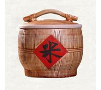 Ceramic Rice Container, Large Ceramic Jar for Rice, Ceramic Rice Bucket with Lid, Classic Food Storage Porcelain, Sealed Dispenser, for Rice(Brown 3,33 * 39cm/13 * 15.3in)