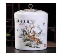 Ceramic Rice Container with Lid, 5KG Chinese Style Grain Tea Storage Container Sealed Food Dispenser for Cereal Flour Sugar Coffee