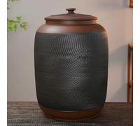 Ceramic Rice Jar with Lid - Classic Food Storage Porcelain Container with Tassel Design, Chinese Rice Dispenser for Kitchen Organization