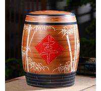 Ceramic Rice Storage Container with Lid, Traditional Style Food Dispenser for Rice and Flour, Airtight Kitchen Storage Jar