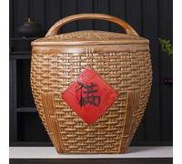 Ceramic Rice Storage Container with Lid, Traditional Style Food Storage Jar for Kitchen and Medicinal Materials
