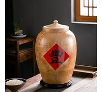 Ceramic Rice Storage Jar with Lid - Large Food Container for Dry Goods, Ideal for Rice, Grains, and More