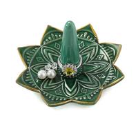 Ceramic Ring Holder for Jewelry,Green Mandala Ring Dish Jewelry Dish Jewelry Holder,Room Decor,Engagement Wedding Birthday Gifts for Couples Women