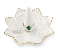 Ceramic Ring Holder for Jewelry,White Mandala Ring Dish Jewelry Dish Jewelry Holder,Room Decor,Engagement Wedding Birthday Gifts for Couples Women Girls