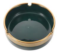 Ceramic round Ashtray with Gold Edge and Three Cigar Rest Slots