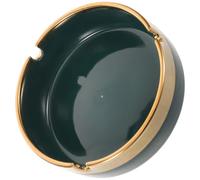 Ceramic round Cigar Ashtray with Gold Edge and Three Holders