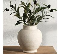 Ceramic Rustic Farmhouse Vase, 6 Inch White Small Flower Vase Decorative Vase Short Pottery Vases for Home Decor Table Living Room Entryway Mantel Bookshelf Bedroom Bathroom Kitchen - White