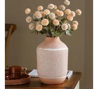 Ceramic Rustic Farmhouse Vase Sand Glaze Boho Style Flower Vase 7.4 Inch Tall Home Decor Centerpiece for Pampas Grass Living Room Shelf Fireplace Decoration,Beige