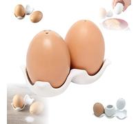 Ceramic Salt and Pepper Shaker Set, Novelty Egg Shaped Ceramic Set, Combined Kitchen Decor and Table Setting, Mini Egg Shaped Shakers, with Base