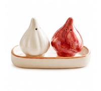 Ceramic Salt and Pepper Shakers, Salt Pepper Pots, Traditional Cruet Set, Refillable Condiment Shakers for Kitchen, Dining Table, Home & Restaurant (Garlic)
