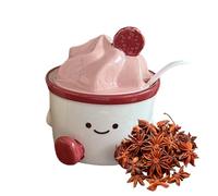 Ceramic Salt Jar - Cartoon Lid with Spoon Cute Box for Home Picnic Table in the Kitchen | Baking, Dining, Kitchen, Camping, Outdoors -