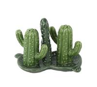 Ceramic Salt & Pepper Shakers Collectors Kitchen Décor with Tray - Cactus