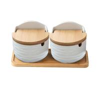 Ceramic Salt Shaker - 9" x 3.75", Beautiful Handmade Salt Shaker | Ceramic Kitchen Condiment Box with Wooden Spoon Lid, Seasoning Jar for Kitchen Countertop.