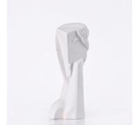 Ceramic Sculpture Abstract Face Statue Home Decorative Figure Minimalist Focal Point Modern Artistic Design Suitable for art collectors home room office bookshelf, White