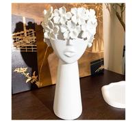 Ceramic Sculpture Female Head Face Flower Vase Decoration, Unique White Centerpiece for Home Decor