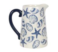 Something Different Ceramic Seashell Flower Jug – White & Blue, 17.5×16cm, Spacious & Durable, 1 pc
