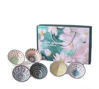 Ceramic Serving Bowls, Set of 6, 300ml, Small Bohemian Style Ramen Bowl Ceramic Ramen Bowls Microwave Dishwasher Safe Decorative Dishes for Rice, Soup, Dessert, Snack (Mixed Bowl Set (6 Pieces))