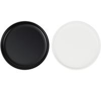 Ceramic Shallow Cat Dish, Whisker Fatigue Free Cat Food Bowls, Wide and Small Non Slip Pet Plate for Kitten and Kitty, Short Legged Munchkin Cat (Black & White)