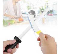 Ceramic Sharpening Rod for Kitchen Knives and Scissors, Hardness Quick Sharpening Tool with Grooved Smooth Sections, Stable Efficient Knife Sharpener for Home Use 150Characters