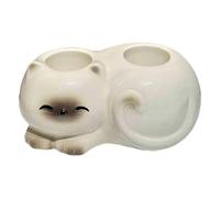 Ceramic Siamese Cat Toothbrush Holder - Electric & Manual Toothbrush and Toothpaste Holder Cute Bathroom Home Decor