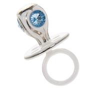 Ceramic, Silver Plated and Blue Diamante Dummy - Christening Gift