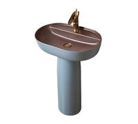 Ceramic Sink, Elegant Blue Floor Standing 2-Pieces Column Basin Vanity Vessel Sink Outdoor Courtyard Washbasin (Color : 002) (003 One Size)