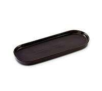 Ceramic Sink Tray, Bathroom Counter Tray, Bathtub Tray, Cosmetics Dish, Candle Tray, Perfume Shampoo Liquid Soap Tray Simple Style Design Suit for Bathroom and Kitchen (Black)