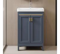 Ceramic Sink Vanity Unit with Hot & Cold Faucet Freestanding Bathroom Cabinet for Living Room Kitchen Office 50cm (19.7in) Storage Solution Modern Design