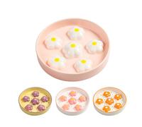 Ceramic Slow Feeder Cat Bowl - Anti-Vomiting Food Dish with Fun Maze Design - Colorful Slow Eating Plate for Cats - Microwave and Dishwasher Safe - 6.3" W × 1.2" H - White Flowers