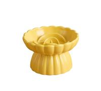 Ceramic Slow Feeder Cat Bowl, Puzzle Feeding Bowl for Anti-Gulping and Anti-Vomiting, Slow Eating Dish for Wet and Dry Food, Elevated Pet Bowl for Healthy Diet Feeding for Cats and Kittens (yellow)
