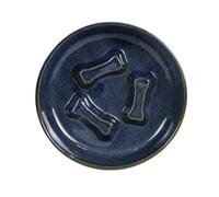Ceramic Slow Feeder Cat Bowls 6 Inch Cute Bone Slow Feeding Dog Food Bowl,Whisker-Friendly, Anti-Vomiting Feeder for Cats and Small Dogs Non Slip Dishwasher/Microwave Safe (Dark Blue)