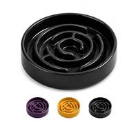 Ceramic Slow Feeder Dog Bowl,1.5 Cups Pet Slow Feeder for Small and Medium Breed,Puzzle Dog Food Dish,Anti-Gulping,Stop Bloat,Preventing Choking(Black)