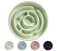 Ceramic Slow Feeder Dog Bowl,1.5 Cups Pet Slow Feeder for Small and Medium Breed,Puzzle Dog Food Dish,Anti-Gulping,Stop Bloat,Preventing Choking(Green)