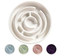 Ceramic Slow Feeder Dog Bowl,1.5 Cups Pet Slow Feeder for Small and Medium Breed,Puzzle Dog Food Dish,Anti-Gulping,Stop Bloat,Preventing Choking(White)