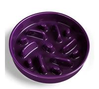 Ceramic Slow Feeder Dog Bowl, 8.3 inch Dog Food Bowls for Small, Medium, and Large Breed, Anti-Slip Puzzle Food Dish to Slow Down Eating (Deep Purple, 8.3 in)