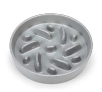 Ceramic Slow Feeder Dog Bowl, 8.3 inch Dog Food Bowls for Small, Medium, and Large Breed, Anti-Slip Puzzle Food Dish to Slow Down Eating (Grey, 8.3 in)