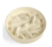 Ceramic Slow Feeder Dog Bowl, 8.3 inch Dog Food Bowls for Small, Medium, and Large Breed, Anti-Slip Puzzle Food Dish to Slow Down Eating (White, 8.3 in)